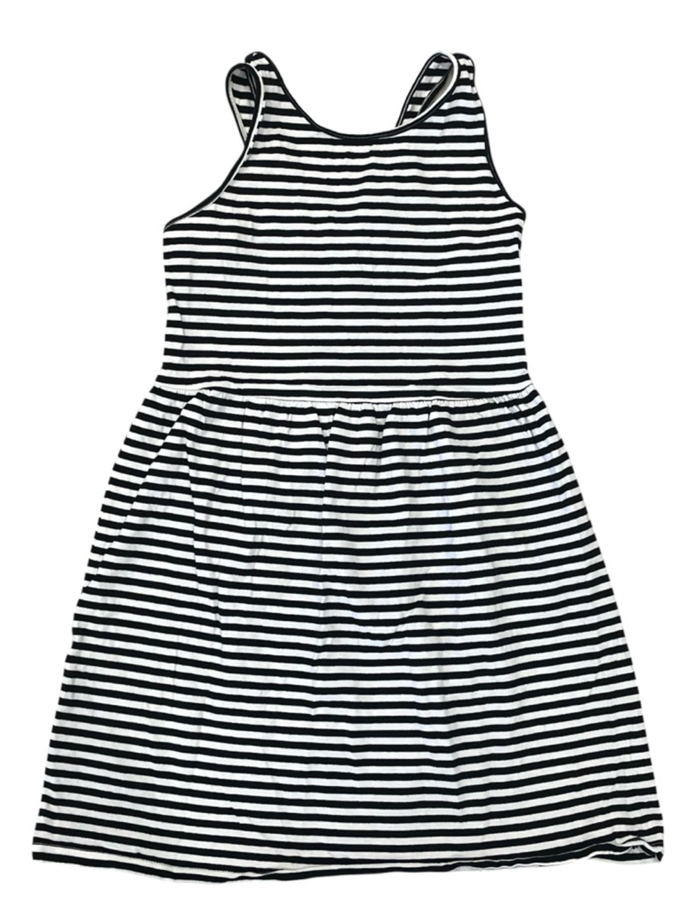 Old Navy Girls L 10-12 Sleeveless Striped Tank Dress Black White Cotton - Picture 1 of 4